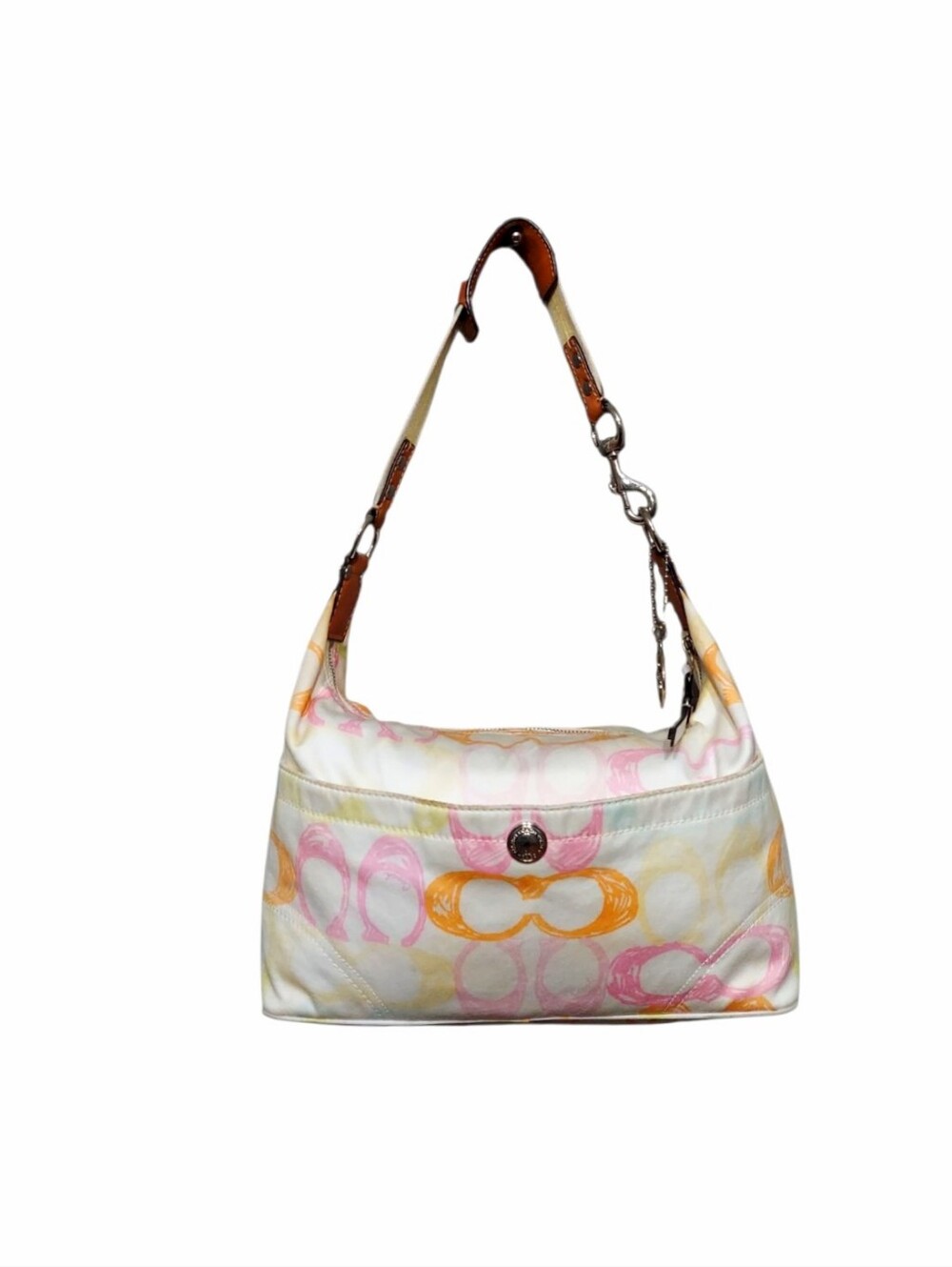 Coach Vintage Y2K Signature Scribble C Padtel Canvas & Leather Zip Shoulder Bag